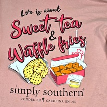 Simply Southern Shirt Womens Large Pink Long Sleeve Sweet Tea Waffle Fries READ - £14.91 GBP