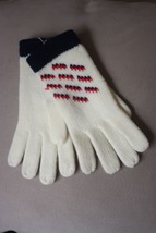 NWT Vintage John Wanamaker Acrylic Knit Gloves Cream Blue Women&#39;s One Size - £13.66 GBP
