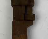 Antique Solid Bar Full Tang Adjustable Pipe Wrench  Wood Handle 10&quot; Leng... - $21.77