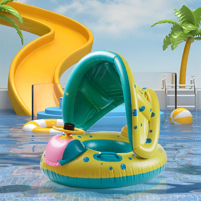 Baby Inflatable Swimming Rings Seat for Kids Children Floating Sunshade  - £17.11 GBP
