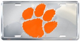 Clemson Tigers Chrome Metal Car License Plate Auto Tag Sign - £5.49 GBP