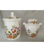 AYNSLEY Fine English Bone China COTTAGE GARDEN Bud Vase &amp; Sugar Jar (no ... - £15.58 GBP