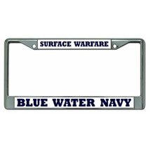 surface warfare blue water navy military chrome license plate frame usa made - £23.94 GBP