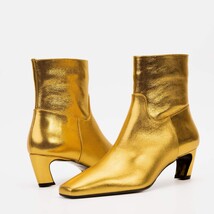 The Golden Glow Gold Leather Kitten Heel Women Boot image 5