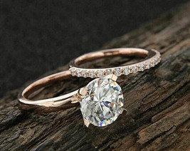 4Ct Round Cut Simulated Moissanite Bridal Set Wedding Ring 14K Rose Gold Plated - £46.03 GBP