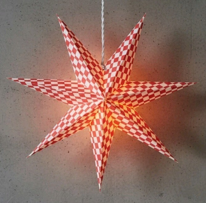 IKEA STRALA STRÅLA Lamp Shade Red White  28&quot; New 906.065.75 - $26.69