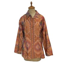 Soft Surroundings Women&#39;s Silk Ikat Tribal Patterned Top Blouse Size Med... - £16.95 GBP