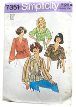 Simplicity Sewing Pattern 7351 Front Tie Wrap Blouse Top Size 8-10 PARTIAL CUT - £7.16 GBP