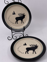 Bass Pro Shops Salad Bread Plate Elk In The Woods Pines 8&quot; Lot 2 TWO Exc... - $14.84