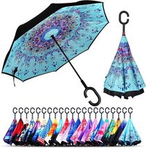 owen kyne Windproof Double Layer Folding Inverted Umbrella Double Feather - $28.49