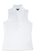 Brooks Brothers Womens Ruffle Collar Sleeveless Polo Shirt White, Small 8151-10 - £54.99 GBP