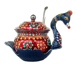 Rastogi Handicrafts Steel Hand Painted Serving Platter Container Kitchen... - £21.89 GBP