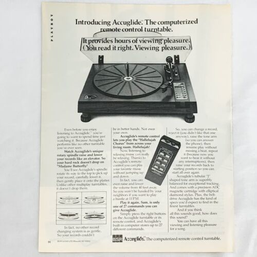 Vintage 1970&#39;s BSR Accuglide Stereo Turntable Magazine Print Ad 8&quot; x 11&quot; - $6.62
