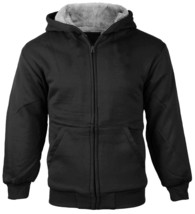 Boys Kids Toddler Sherpa Fleece Hoodie Black Sweater Jacket w/ Defect - M - £15.58 GBP