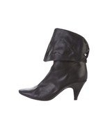 Sigerson Morrison Size 8.5 Leather Black Boots Folded Point Toe Pull On ... - $1,031.34 MXN