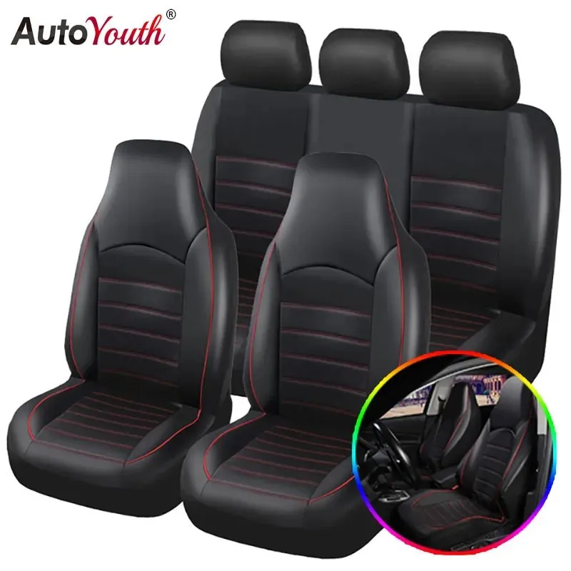 Faux Leather Car Seat Cover Full Set Airbags Compatible and Split Bench - $28.71+