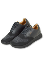 Hugo Boss Mens Black Sporty Leather Sneakers Casual Trainers, US 8, 7510-6 - $227.69