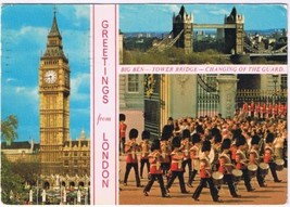 Postcard Greetings From London Big Ben London Bridge Changing Of Guard - £2.32 GBP