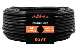 14 Gauge Car Audio Primary Wire (50FtBlack) Remote, Power/Ground Electrical - £11.35 GBP
