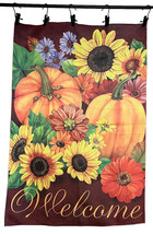 Jane Maday Fall Pumpkins And Sunflowers Two Sides Welcome Porch Flag 28 x 40 - £9.55 GBP