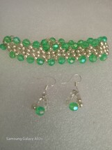Beaded Bracelet and Earrings Set Green Handmade $9.99 (117) - $9.99