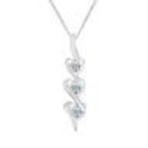 14k White Gold Plated 3-Stone Real Moissanite Heart Drop Pendant 0.25 ctw - $69.36