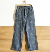 Simple Society Womens 5/27 Super High Rise Baggy Denim Jeans Butterfly P... - $421.00 MXN
