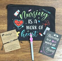 Nurse Cosmetic Bag Gift Set – 4-Piece RN Bracelet, Pen, Notebook &amp; More - $13.45