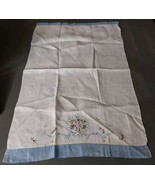 Vintage Hand Embroidered Linen Dish Hand Towel Bread Cover 16.75x26 - $12.20
