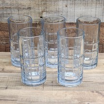 Anchor Hocking Clear Manchester Tartan Plaid 16oz Beverage Tea Glass - Set Of 5 - £22.85 GBP