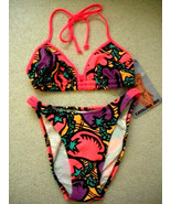 Ladies Bikini 2 Pc Swimsuit Size L Bright Red Hot Pepper Print $120 Valu... - £44.92 GBP