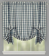 Buffalo Check Farmhouse Check Tie-Up Window Shade 38x63&quot; Country Log Cab... - £30.74 GBP