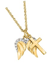 14kt Yellow Gold Cross and Angel Wings Pendant - £1,054.23 GBP