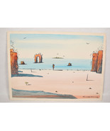 Kenneth Stancin Surrealist Figures on Beach Rocks with Faces Signed 1975... - £154.65 GBP