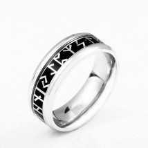 Classic / Retro, Smooth Silver, Stainless Steel, Norse /Viking / Rune Theme Ring - £14.41 GBP