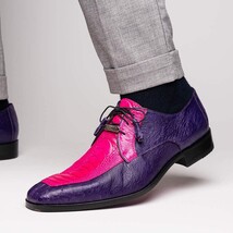Andretti Genuine Ostrich Leg Dress Derby's Tasseled Laces Shoes Pink / Purple image 7