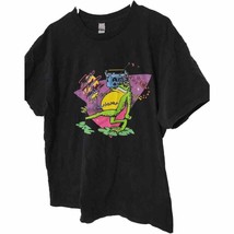 Two Dogs Night Band 2022 Tour Shirt XL Black Frog Boombox Graphic Neon - £22.72 GBP