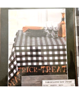 Trick or Treat Halloween Tablecloth 60 x 104 Oblong Black White Check Sp... - £20.09 GBP