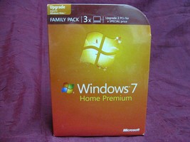 Microsoft Windows 7 Home Premium Upgrade Family Pack For 3 PCs 32 &amp; 64 Bit DVD - £74.30 GBP