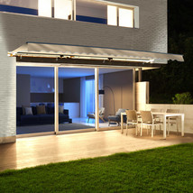 Aleko Motorized LED 13 x 10 ft. Half Cassette Retractable Awning, Ivory - $19,520.53 MXN