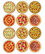 Pizza Birthday Party Edible Wafer Precut Cupcake, Cookie Toppers -03 - €12,38 EUR
