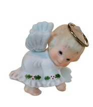 Napkin Ring Holder Enesco Porcelain Angel 1985 Morehead figurine Christmas halo - £19.37 GBP