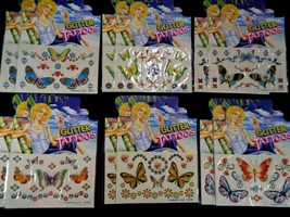 12 Sheets Lot Temporary Glitter Butterfly Tattoo Stickers Tatoo NEW USA ... - $11.87