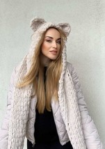 Tedi Light beige scarf  and hat combined set is warm and soft , tedi scarf compl - £79.49 GBP