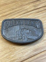 Vintage Raleigh Lights Belt Buckle Trucker Semi Truck Pewter KG JD - $19.79