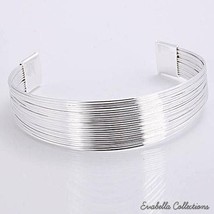 COLOR: Silver - Simplicity Silver Cuff Italian Design Bracelets design by Evabel - $39.99
