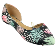 Flat Floral D&#39;Orsay by Jynx Tropical Print Fabric Shoes Women&#39;s 7M - £10.61 GBP
