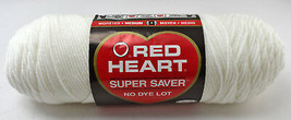 Red Heart Super Saver Worsted Medium Weight Yarn - 1 Skein 8 oz Color White #311 - £6.89 GBP