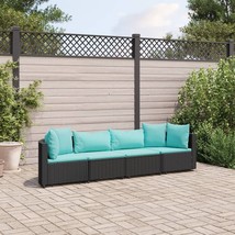  Patio Sofa Set Set of 4 Black PE Rattan Medium Adjustable Feet - $606.49