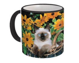Cat Basket : Gift Mug Yellow Flowers Floral Kitten Pet Animal Nature - £12.70 GBP